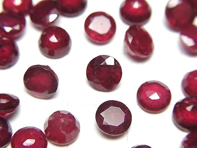 [Video]Ruby AA++ Loose stone Round Faceted 6x6mm 3pcs