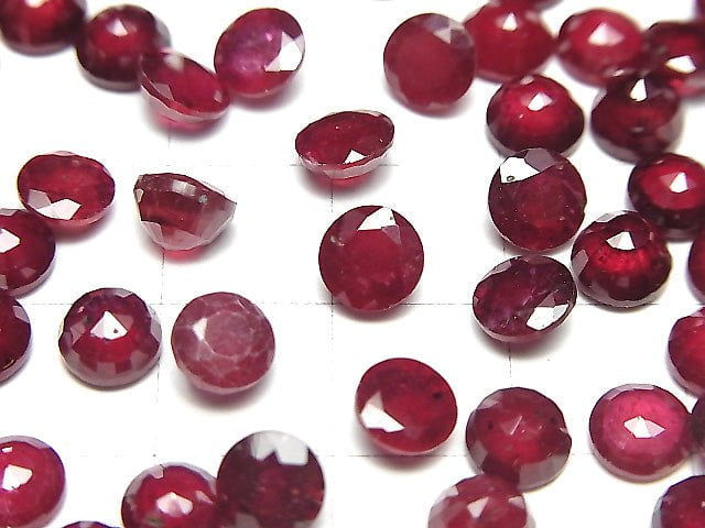 [Video]Ruby AA++ Loose stone Round Faceted 6x6mm 3pcs