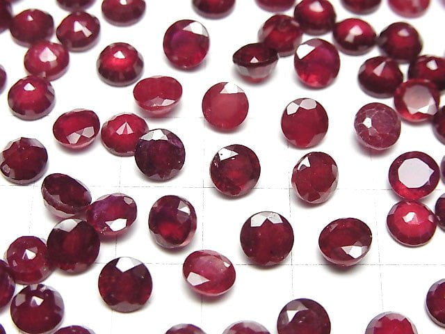 [Video]Ruby AA++ Loose stone Round Faceted 6x6mm 3pcs