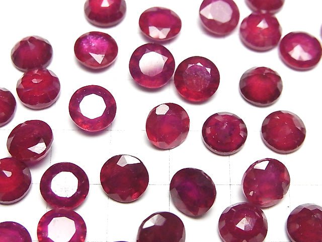 [Video] Ruby AA++ Undrilled Round Faceted 8x8mm 2pcs