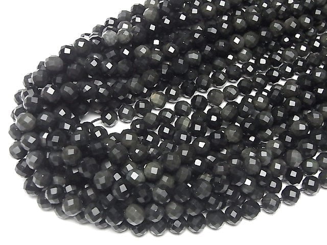 [Video] High quality! Rainbow Obsidian AAA 64Faceted Round 8mm 1strand beads (aprx.15inch / 37cm)