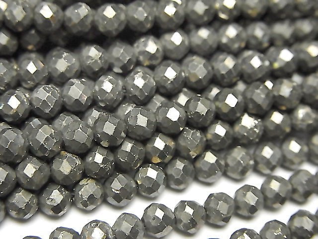 [Video] High Quality!  Pyrite AAA- 32Faceted Round 4mm 1strand beads (aprx.15inch/38cm)