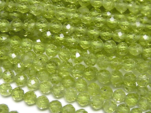 [Video]High Quality! Peridot AAA Faceted Round 4mm half or 1strand beads (aprx.15inch/37cm)