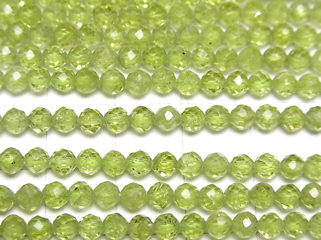 [Video]High Quality! Peridot AAA Faceted Round 4mm half or 1strand beads (aprx.15inch/37cm)