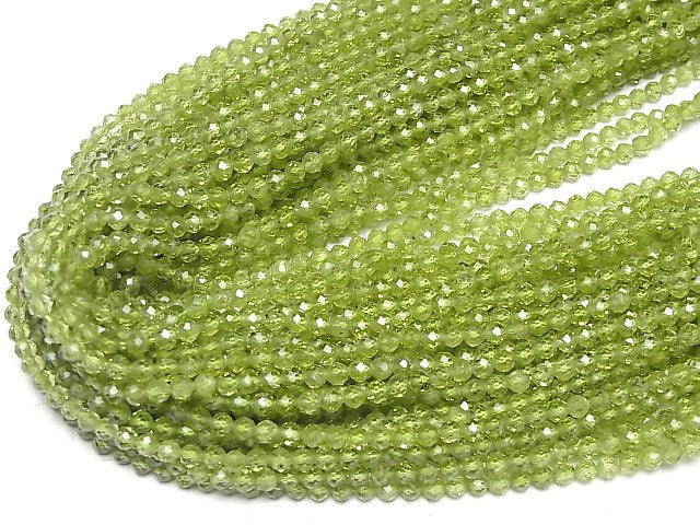 [Video]High Quality! Peridot AAA Faceted Round 4mm half or 1strand beads (aprx.15inch/37cm)