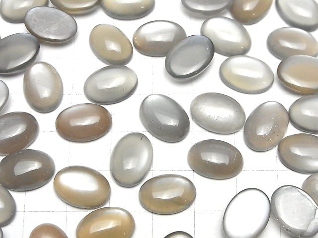 [Video]Gray-Brown Moonstone AAA Oval Cabochon 14x10mm 2pcs