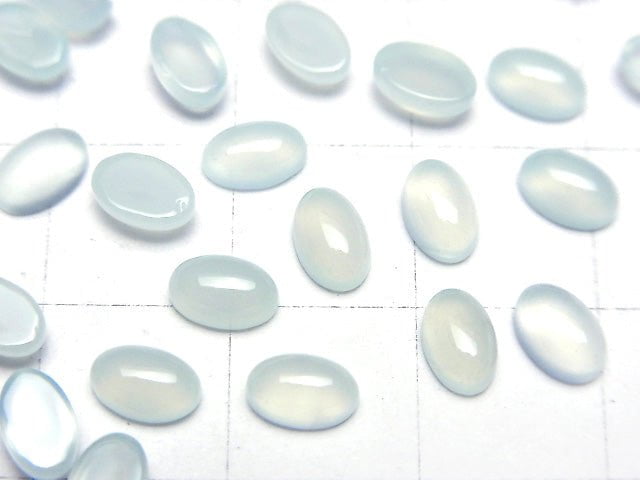 [Video] Sea Blue Chalcedony AAA Oval Cabochon 6x4mm 10pcs