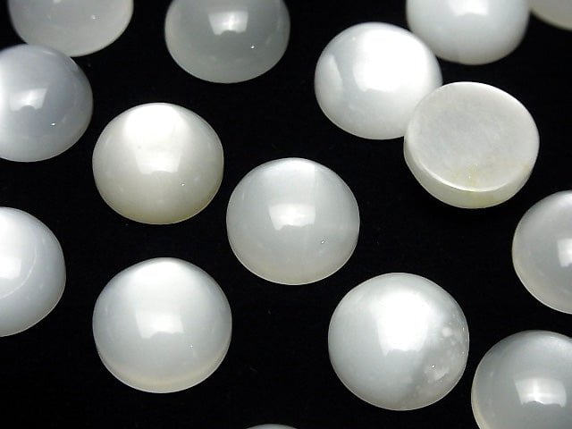 [Video] White Moonstone AAA Round Cabochon 14x14mm 1pc