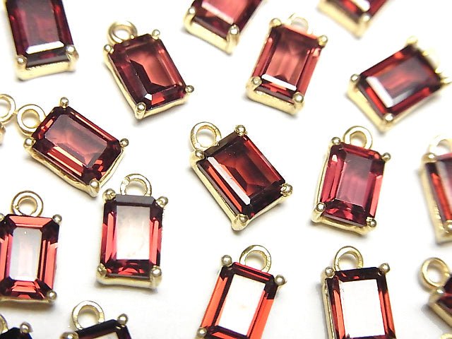 [Video] High Quality Mozambique Garnet AAA Bezel Setting Rectangle Faceted 7x5mm 18KGP 2pcs