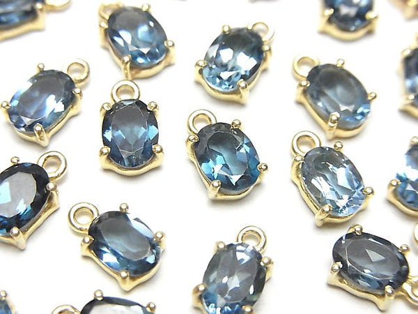 [Video]High Quality London Blue Topaz AAA Bezel Setting Oval Faceted 7x5mm 18KGP 2pcs