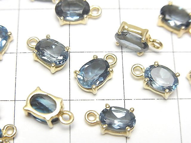 [Video]High Quality London Blue Topaz AAA Bezel Setting Oval Faceted 7x5mm 18KGP 2pcs