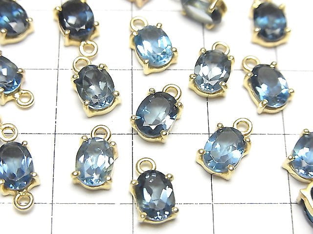 [Video]High Quality London Blue Topaz AAA Bezel Setting Oval Faceted 7x5mm 18KGP 2pcs