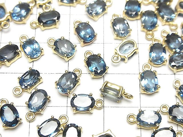 [Video]High Quality London Blue Topaz AAA Bezel Setting Oval Faceted 7x5mm 18KGP 2pcs