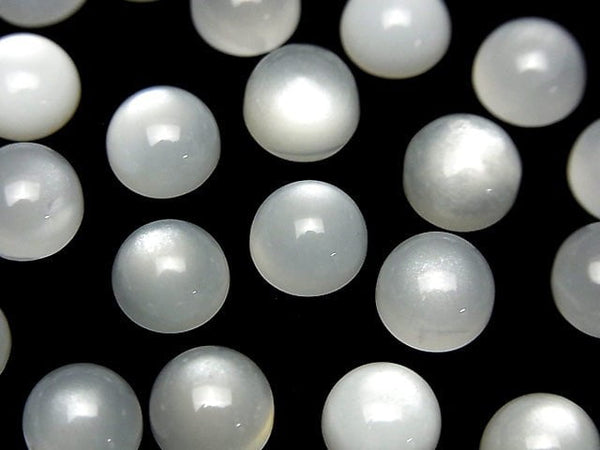 [Video] White Moonstone AAA Round Cabochon 8x8mm 5pcs