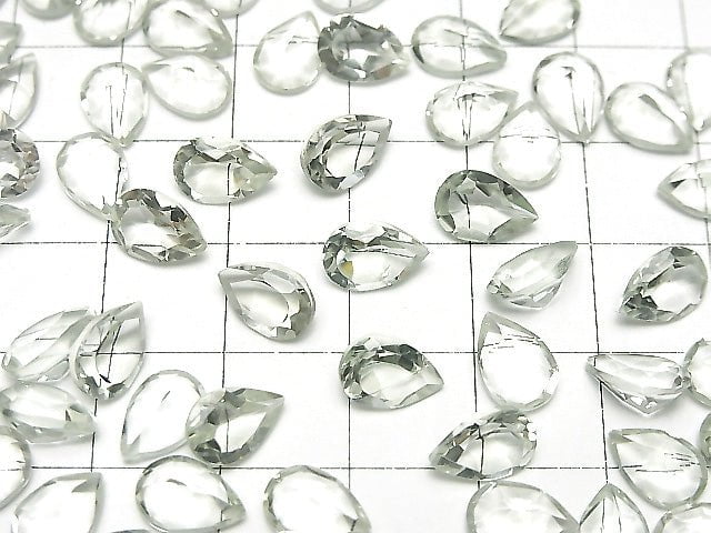 [Video] High Quality Green Amethyst AAA Undrilled Pear shape Faceted 9 x 6 x 4 mm 6 pcs