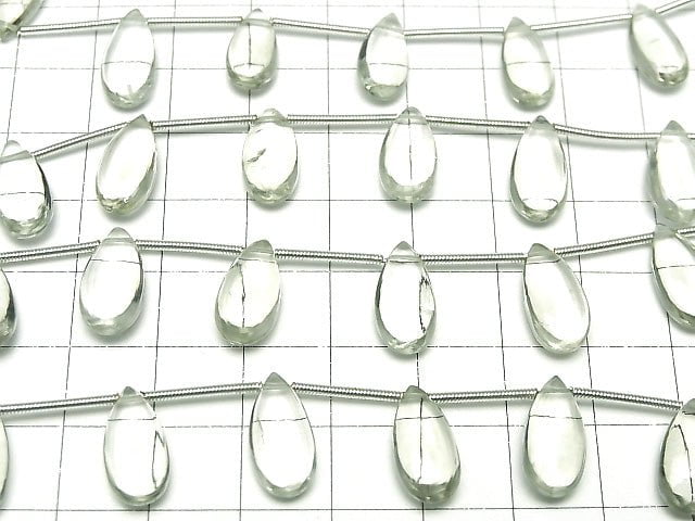 [Video]High Quality Green Amethyst AAA Pear shape (Smooth) 15x7mm 1strand (9pcs )