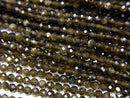 [Video] High Quality! Golden Sheen Obsidian AAA Faceted Round 2mm 1strand beads (aprx.15inch / 37cm)