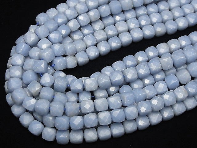 [Video] Angelite AA++ Cube Shape 8x8x8mm half or 1strand beads (aprx.14inch / 35cm)