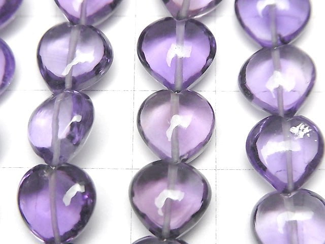 [Video] High Quality Amethyst AAA Vertical Hole Heart 10x10mm half or 1strand beads (aprx.6inch / 15cm)