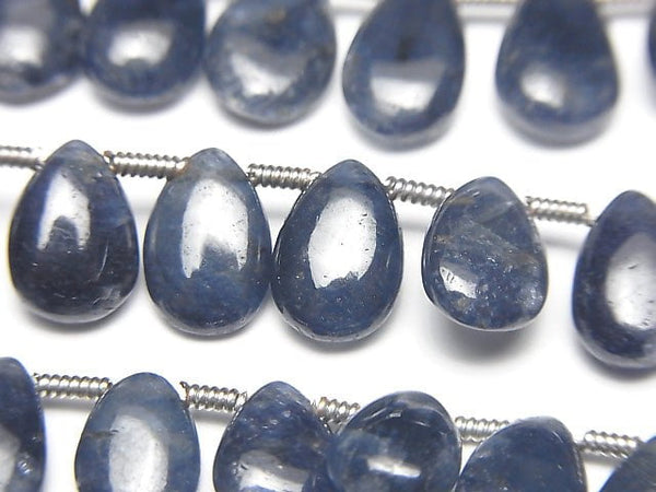 [Video] Unheated Blue Sapphire AAA Pear shape (Smooth) half or 1strand beads (aprx.7inch / 18cm)