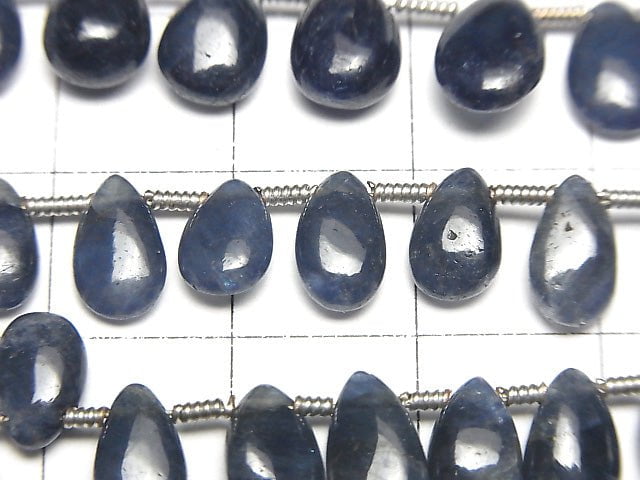 [Video] Unheated Blue Sapphire AAA Pear shape (Smooth) half or 1strand beads (aprx.7inch / 18cm)