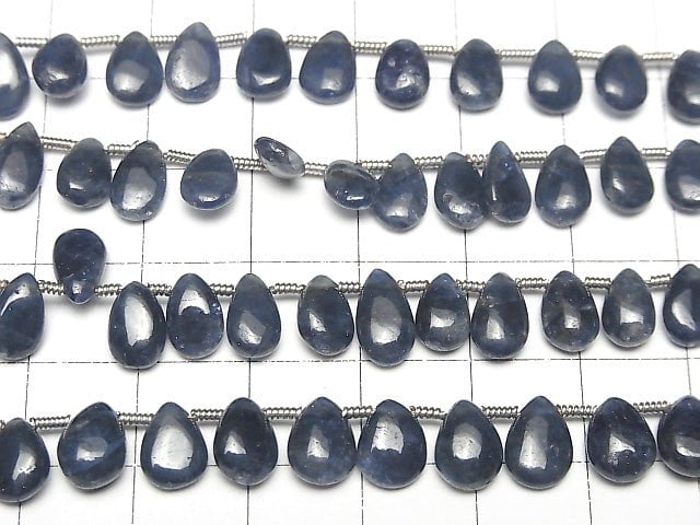 [Video] Unheated Blue Sapphire AAA Pear shape (Smooth) half or 1strand beads (aprx.7inch / 18cm)