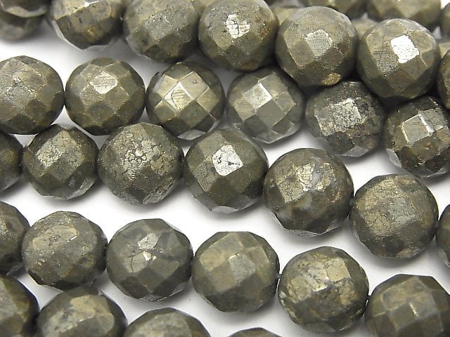 Golden Pyrite AAA 64 Faceted Round 10 mm half or 1 strand beads (aprx.15 inch / 38 cm)