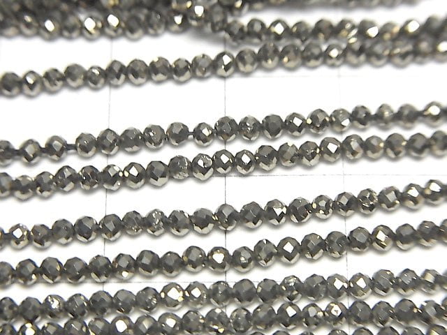 [Video] High Quality! Pyrite AAA- Platinum color coating Faceted Round 2mm 1strand beads (aprx.13inch / 31cm)