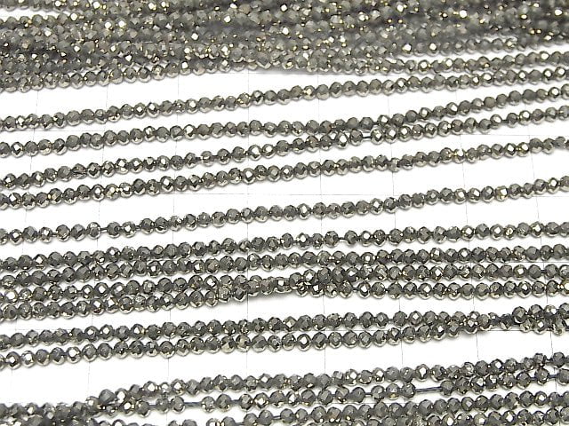 [Video] High Quality! Pyrite AAA- Platinum color coating Faceted Round 2mm 1strand beads (aprx.13inch / 31cm)