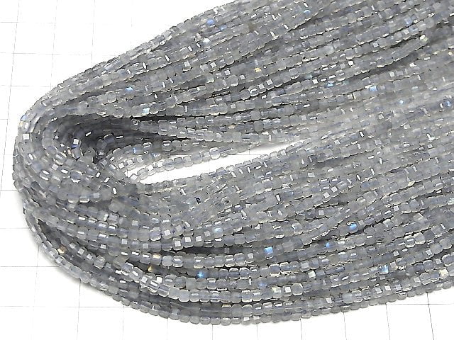 [Video] High Quality! Labradorite AAA- Cube Shape 2x2x2mm 1strand beads (aprx.15inch / 37cm)