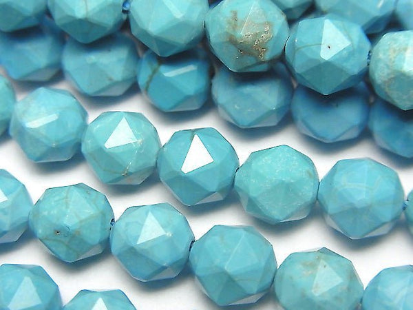 [Video] High Quality! Magnesite Turquoise Star Faceted Round 8mm 1strand beads (aprx.15inch / 37cm)