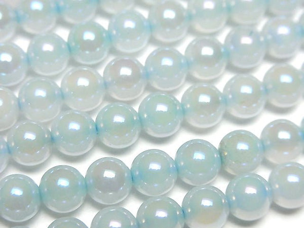 Flash, Blue Color Chalcedony Round 6mm 1strand beads (aprx.15inch / 36cm)