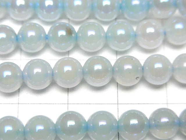 Flash, Blue Color Chalcedony Round 6mm 1strand beads (aprx.15inch / 36cm)