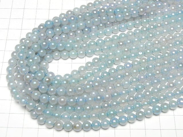 Flash, Blue Color Chalcedony Round 6mm 1strand beads (aprx.15inch / 36cm)