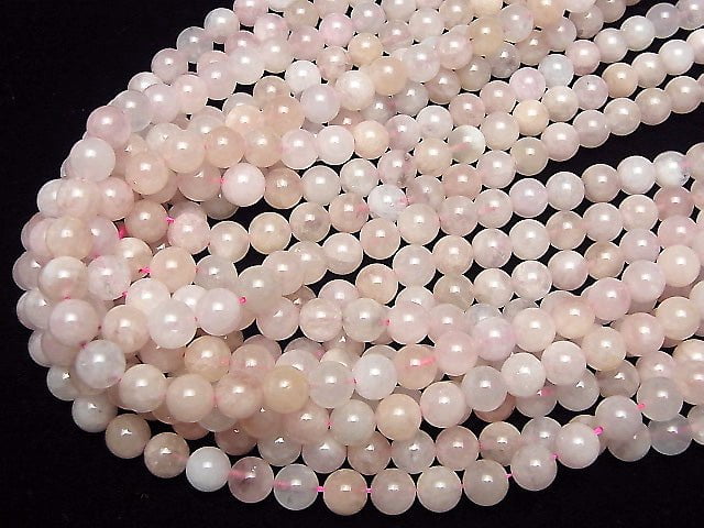 [Video] Morganite AA Round 8mm 1strand beads (aprx.15inch/37cm)