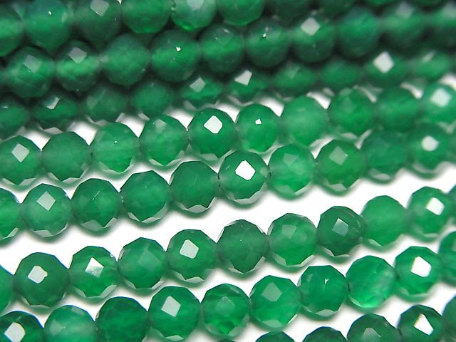 [Video] High Quality! Green Onyx AAA Faceted Round 4mm 1strand beads (aprx.15inch / 37cm)