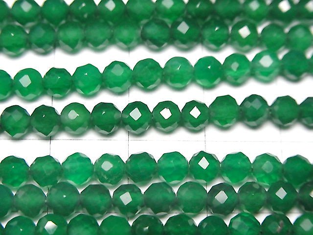 [Video] High Quality! Green Onyx AAA Faceted Round 4mm 1strand beads (aprx.15inch / 37cm)