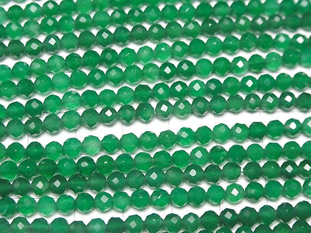 [Video] High Quality! Green Onyx AAA Faceted Round 4mm 1strand beads (aprx.15inch / 37cm)