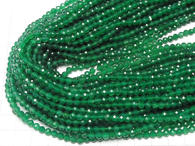 [Video] High Quality! Green Onyx AAA Faceted Round 4mm 1strand beads (aprx.15inch / 37cm)