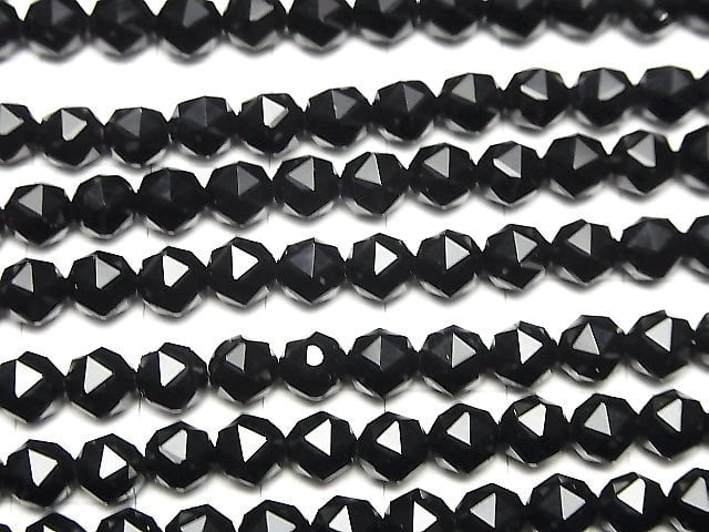 High Quality! 1strand $7.79! Onyx AAA Star Faceted Round 6mm 1strand beads (aprx.15inch / 37cm)