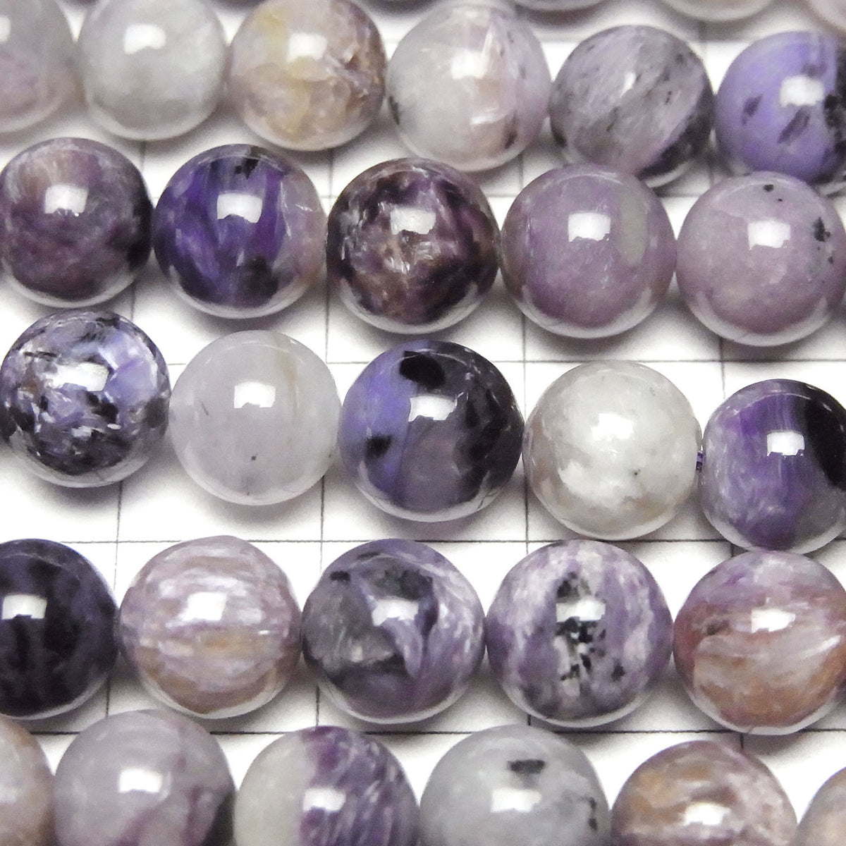 Charoïte AA ronde 8.5mm, demi ou un fil de perles (env. 15 pouces/38cm)
