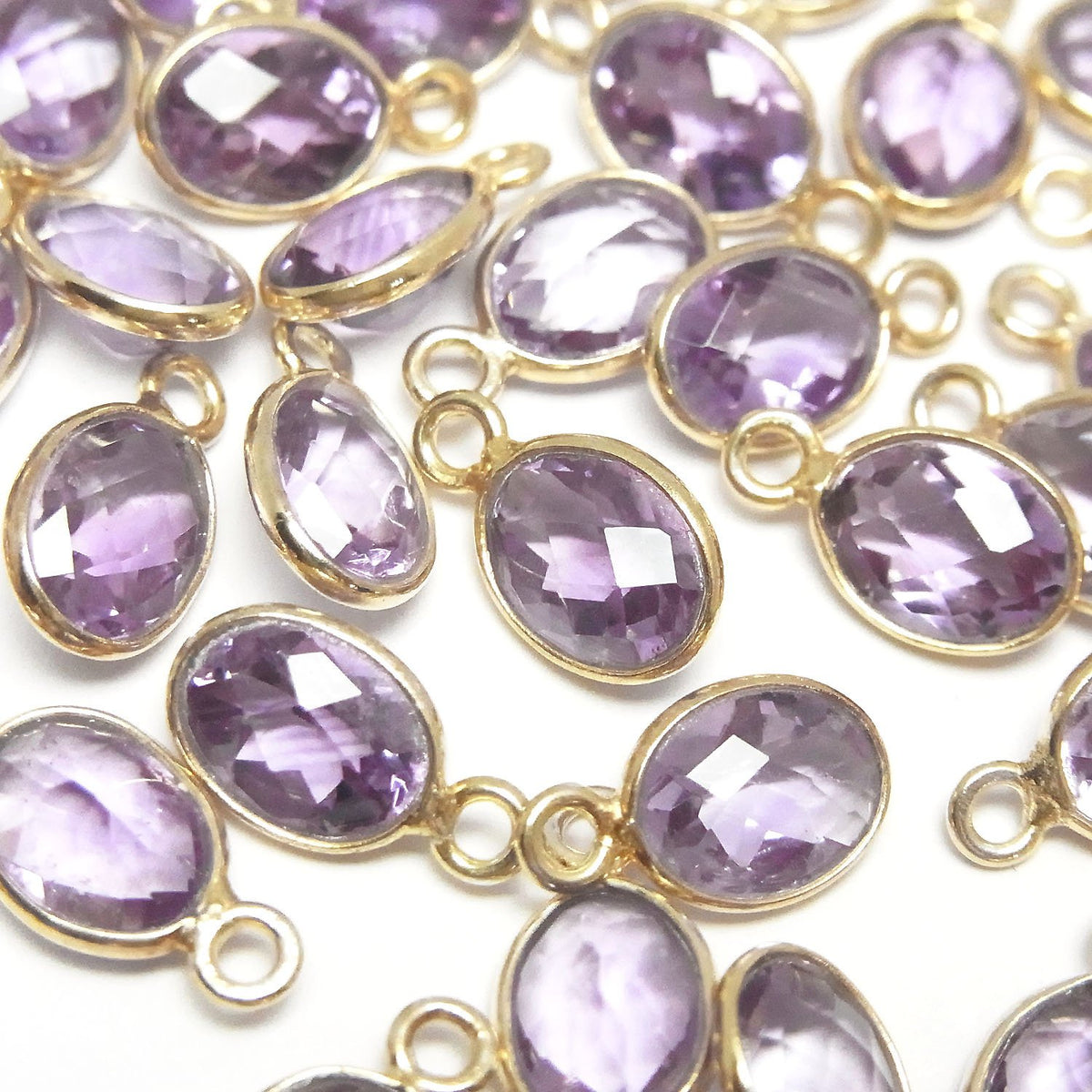 High Quality Amethyst AAA- Bezel Setting Oval Faceted 8x6mm 18KGP 5pcs