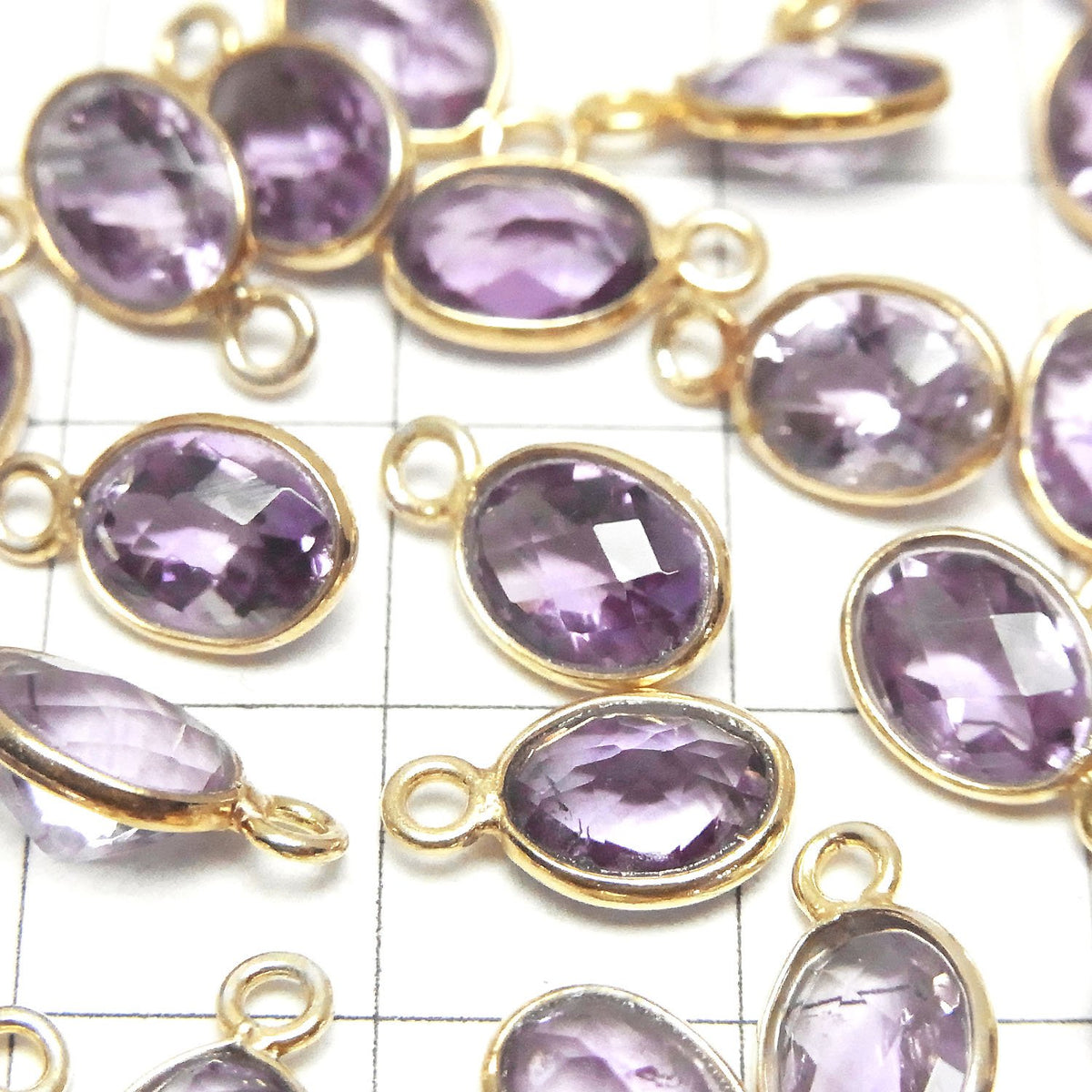 High Quality Amethyst AAA- Bezel Setting Oval Faceted 8x6mm 18KGP 5pcs