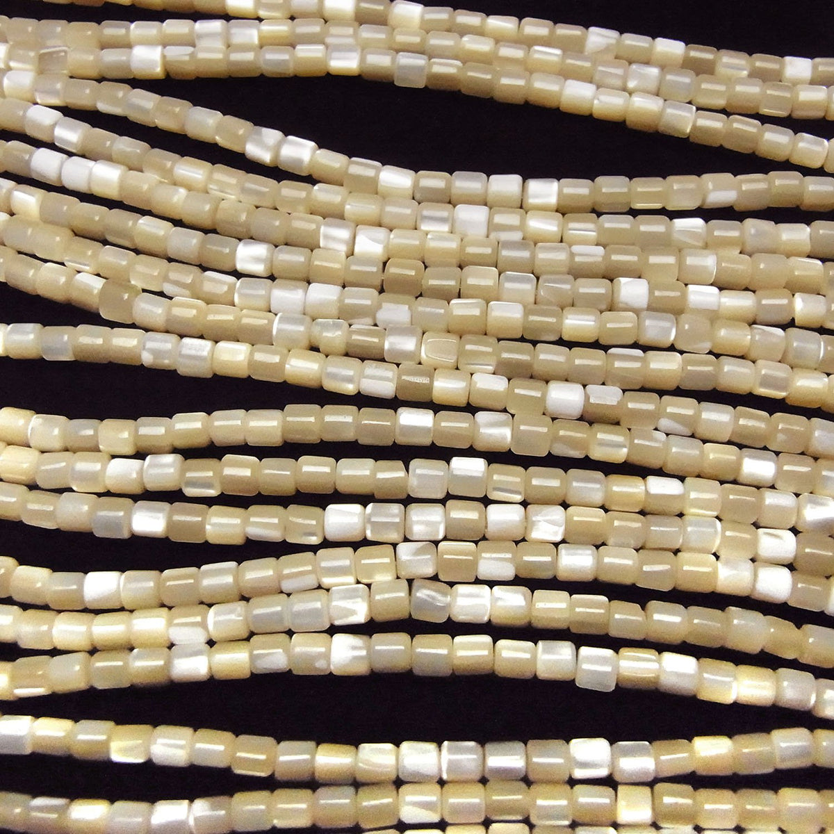 Mother of Pearl (MOP) Beige Tube 3.5x3.5x3.5mm 1strand beads (approx. 15 inches/38 cm)
