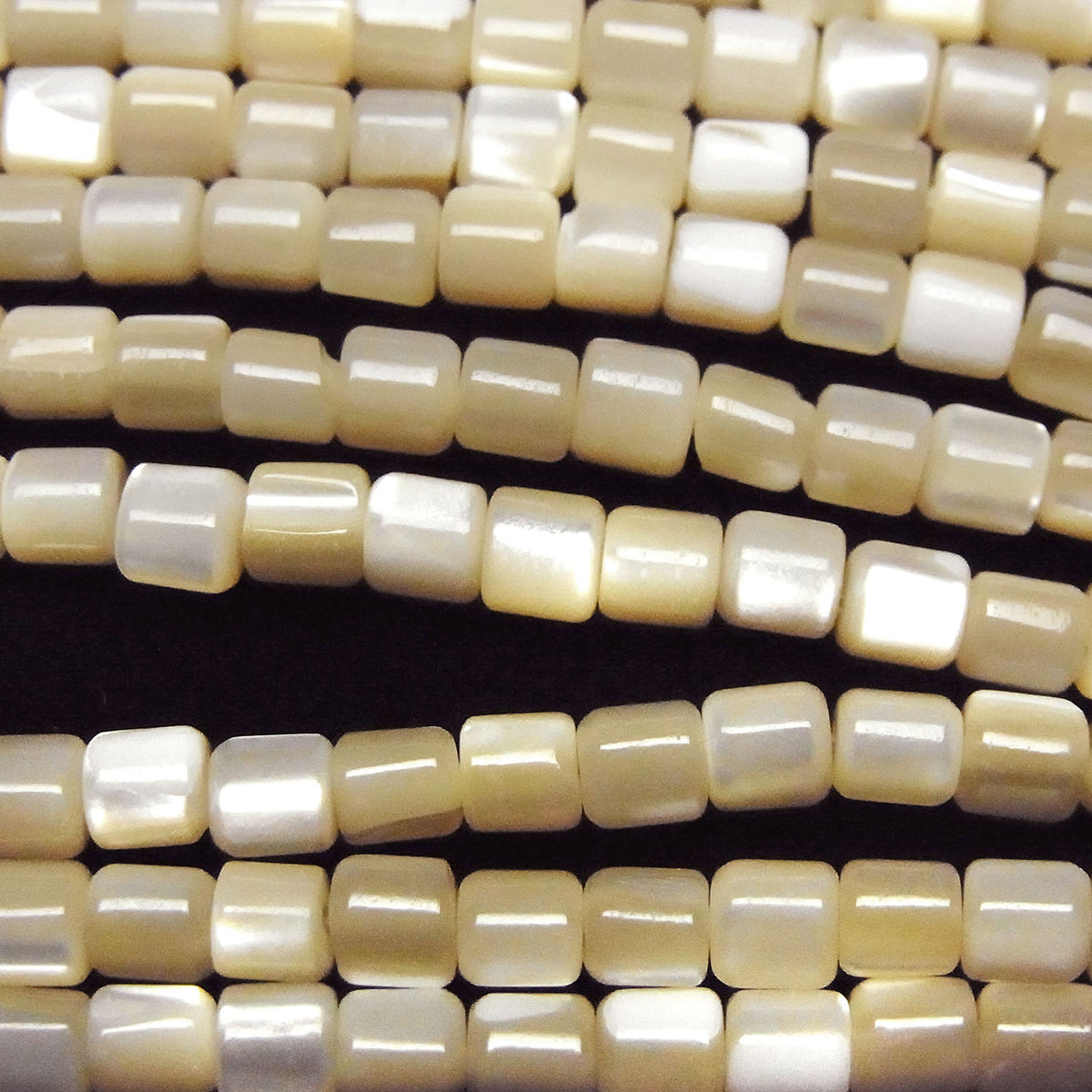 Mother of Pearl (MOP) Beige Tube 3.5x3.5x3.5mm 1strand beads (approx. 15 inches/38 cm)