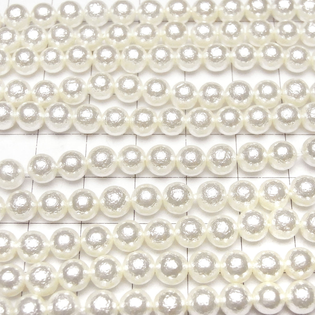 Shell Pearl (Sugar Pearl) Off-White Round 6mm 1strand beads (aprx.15inch/38cm)