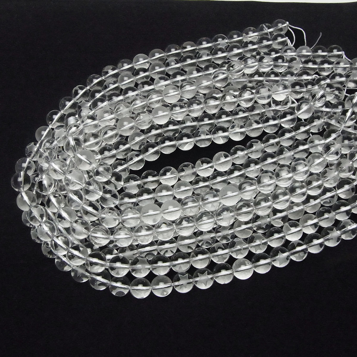 Star Carving! Crystal Quartz AAA Round 10mm 1/4 or 1strand beads (aprx.15inch / 38cm)