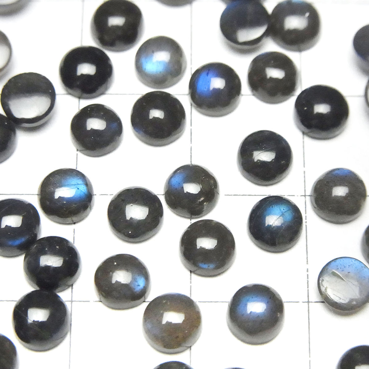 Labradorite Noire Haute Qualité AAA - Cabochon Rond 5x5mm 10pcs
