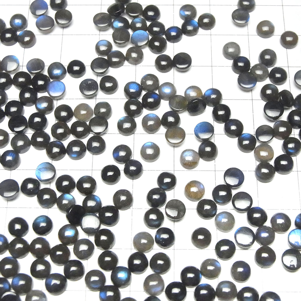 Labradorite Noire Haute Qualité AAA - Cabochon Rond 5x5mm 10pcs