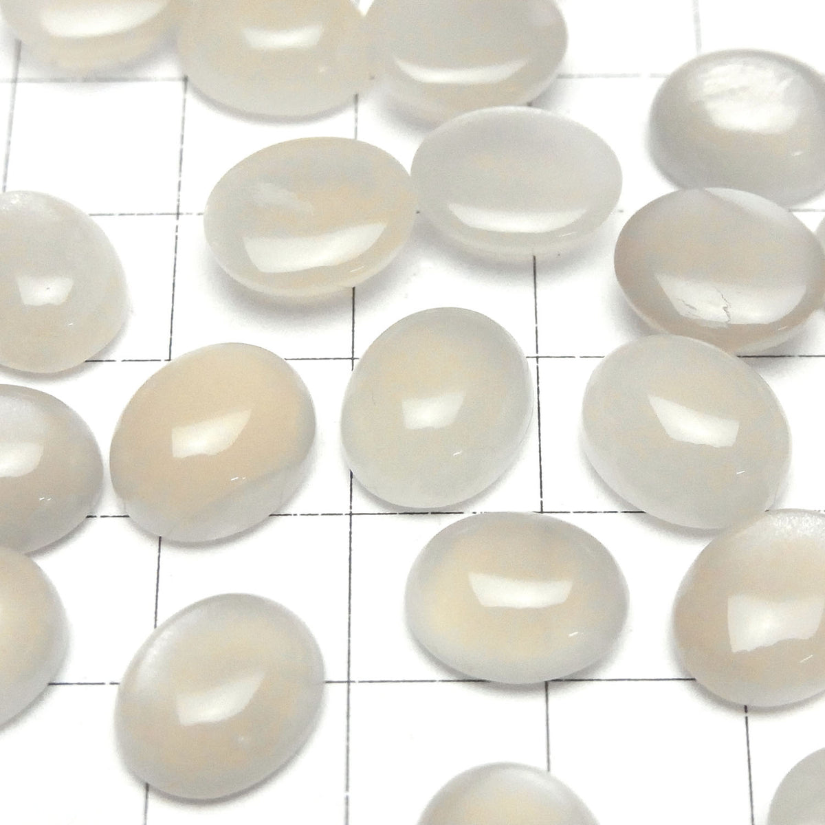 White Moonstone AAA- Oval Cabochon 12x10mm 2pcs